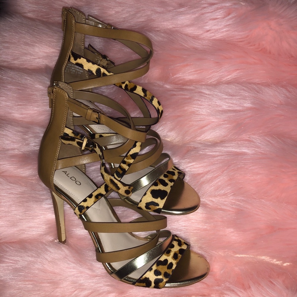 Brown Aldo leopard print sandals size 40